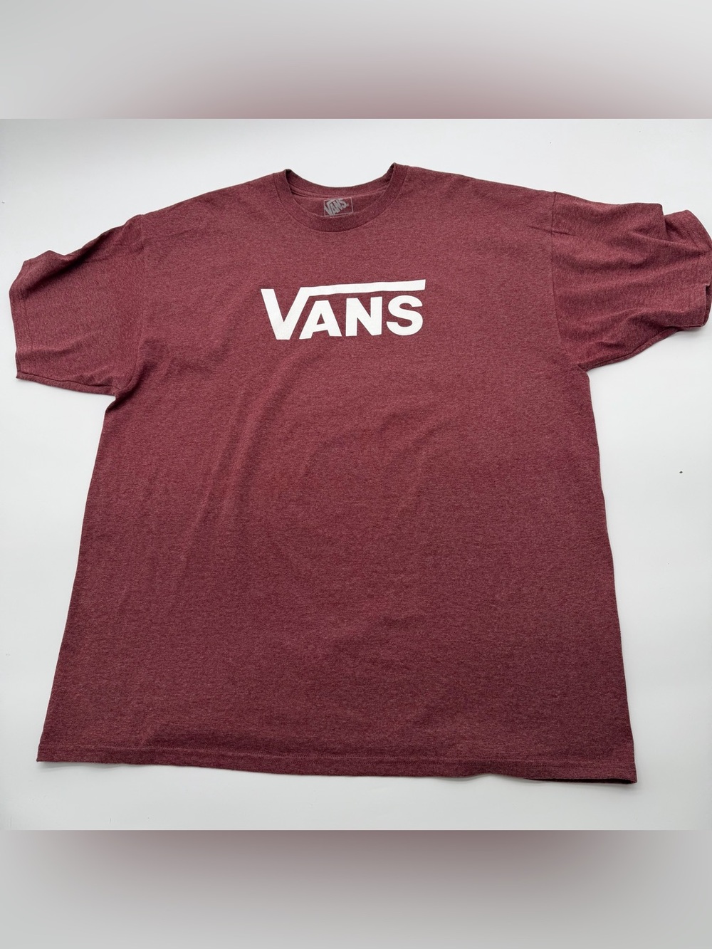 Vans Short Sleeve Crewneck Tee in Maroon with White Logo